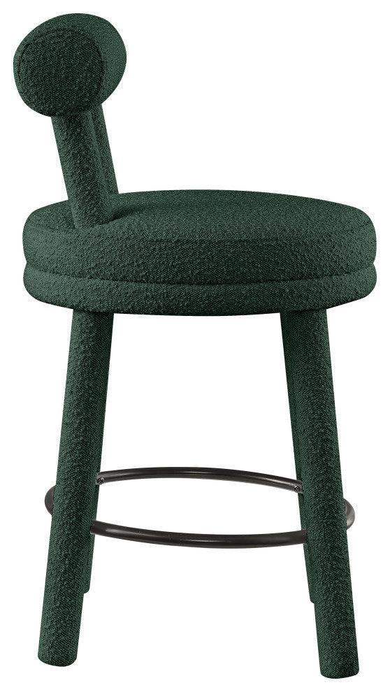 Parlor Black Boucle Fabric Stool, Set of 2, Green