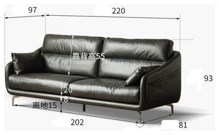 Leather Classic Sofa, Brown Yellow 4-Seater Sofa 110.2x38.2x36.6"