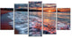 Calm Seashore with Rushing Waters, Seashore Canvas Art Print, 60"x32", 5 Panels