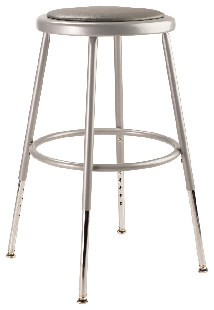 NPS 25"-33" Height Adjustable Heavy Duty Vinyl Padded Steel Stool, Grey