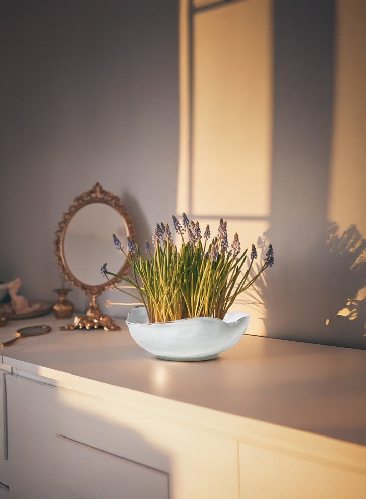Extra Large Free-Form Edge Glazed Ceramic Bowl