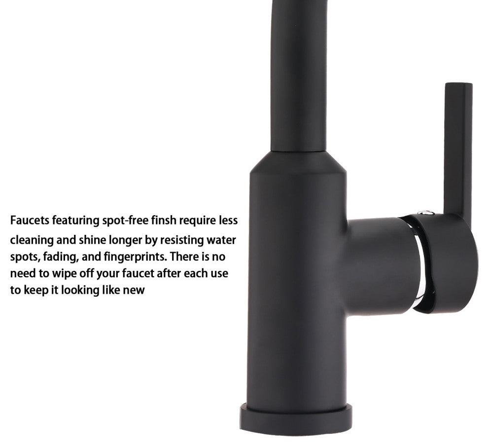 Givingtree Brass Single Handle Pull Out Kitchen Faucet Matte Black