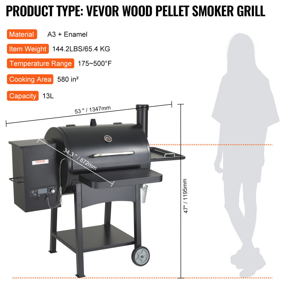 VEVOR 53" Heavy Duty Charcoal Grill BBQ Portable Grill With Cart Outdoor Cooking