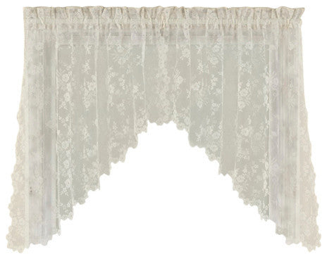 Saturday Knight Petite Fleur 78X30 Swag Valance in Ivory