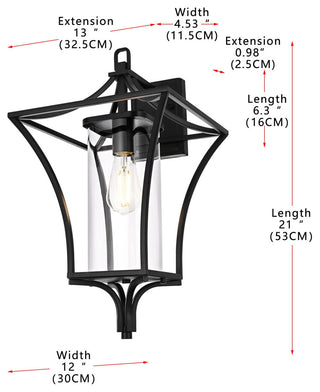 Home Living 12" Outdoor Wall Sconce, Black