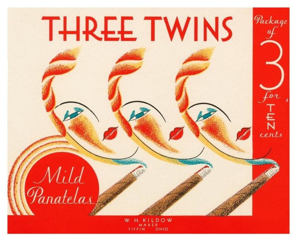 "Three Twins Mild Panatelas" Digital Paper Print by Retrolabel, 46"x37"