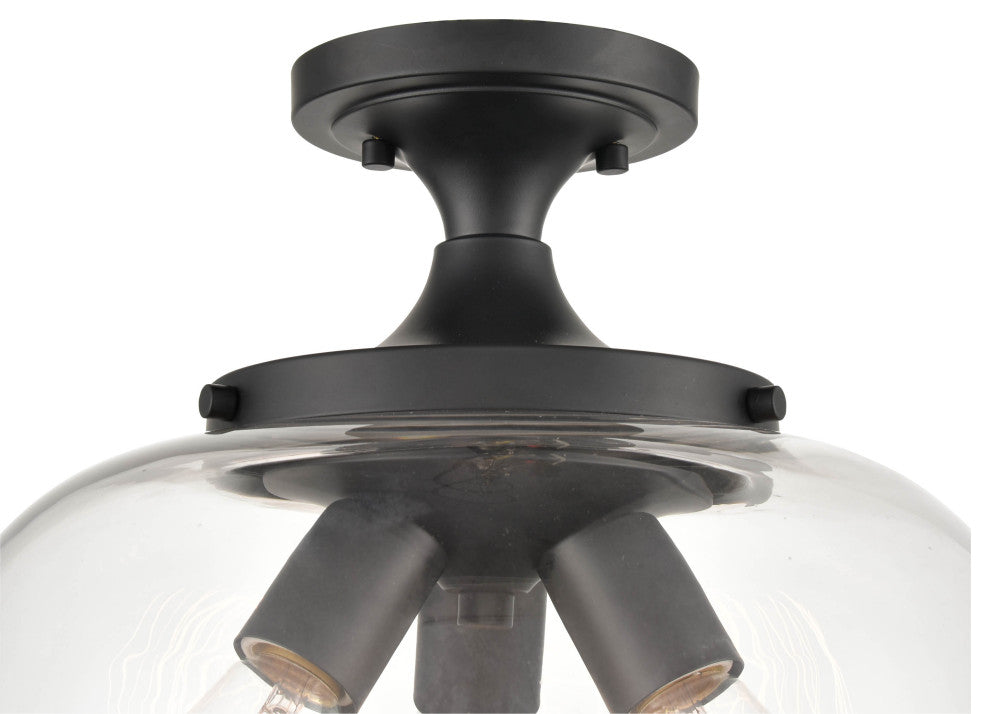 Ashford Collection 3-Light 13" Semi-Flush, Matte Black
