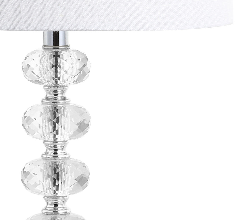 Kevin Glass and Metal LED Table Lamp, Clear and Chrome, Set of 2, 22"