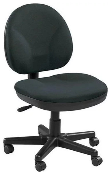 Armless Office Chair, Waterfall Cushioned Seat With Contoured Backrest, Ebony