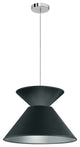 1 Light Patricia Pendant, Polished Chrome with Black/Silver Shade