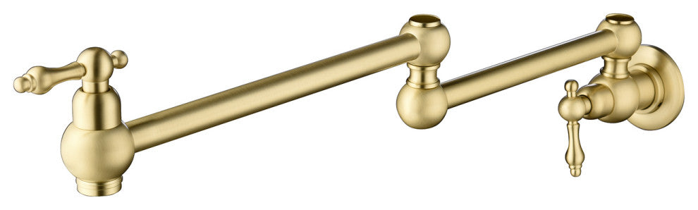 Wellfor Wall Mount Pot Filler Kitchen Faucet With 4 GPM Flow Rate, Brushed Gold