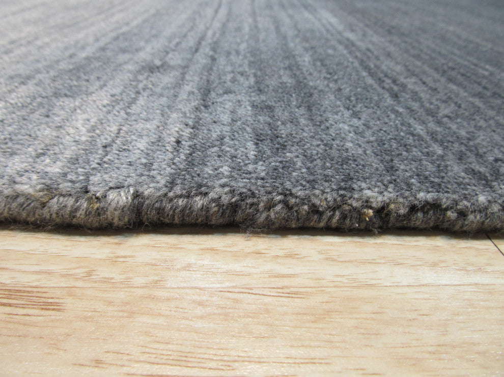 EORC Gray Handmade Wool and Viscose Urban Rug 9'x12'
