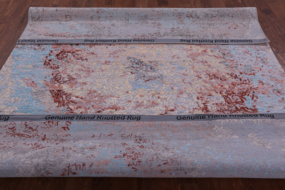 Modern Wool and Silk Handmade Rug 8' 0" X 10' 1" Q9247