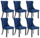 Velvet Tufted Dining Chairs, Set of 6, Blue
