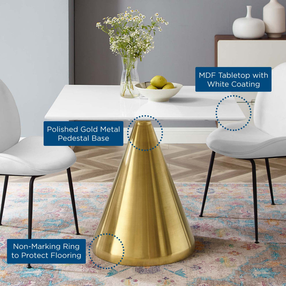 Tupelo 36" Square Dining Table, Gold White