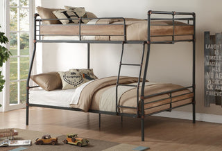 Brantley II Bunk Bed, Sandy Black and Silver, Full Bed Over Queen Bed