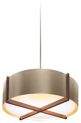 Plura 36" Pendant, Walnut, Distressed Brass, Integrated LED, 3000K, P1 Driver