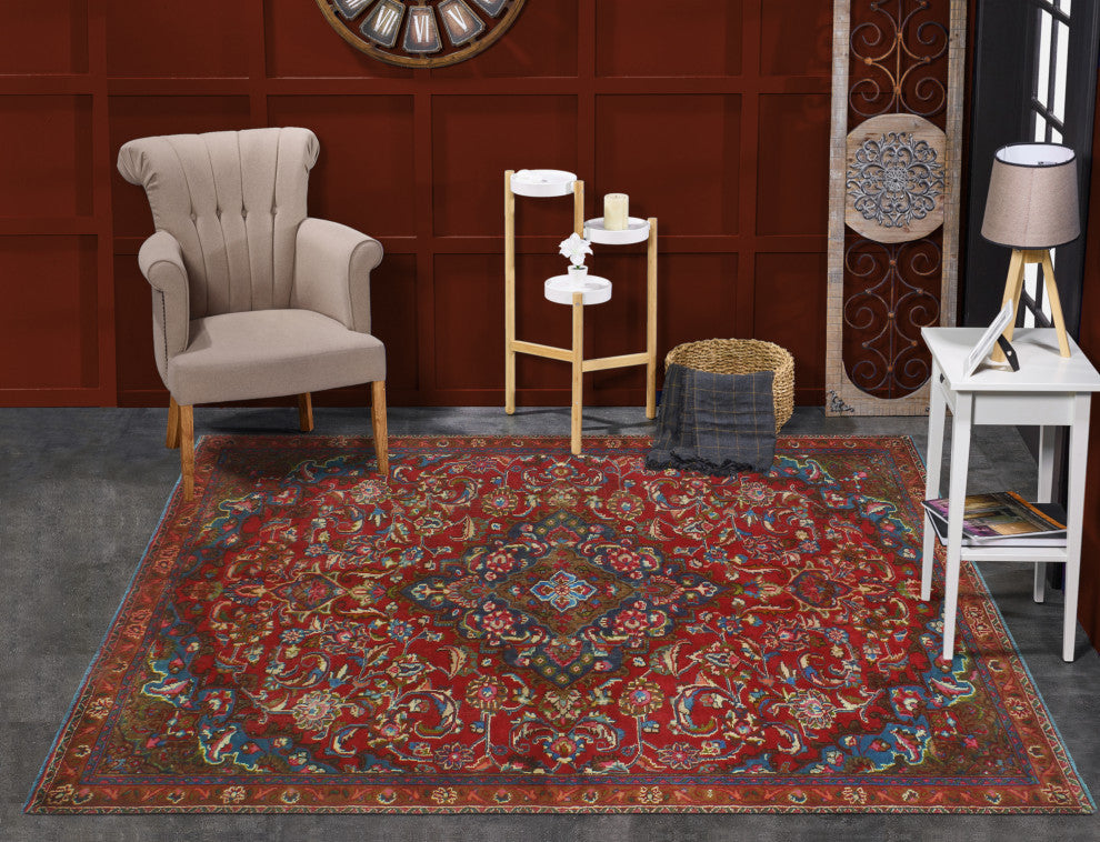 Fine Vintage Distressed Donny Red/Brown Rug, 4'8 x 7'3