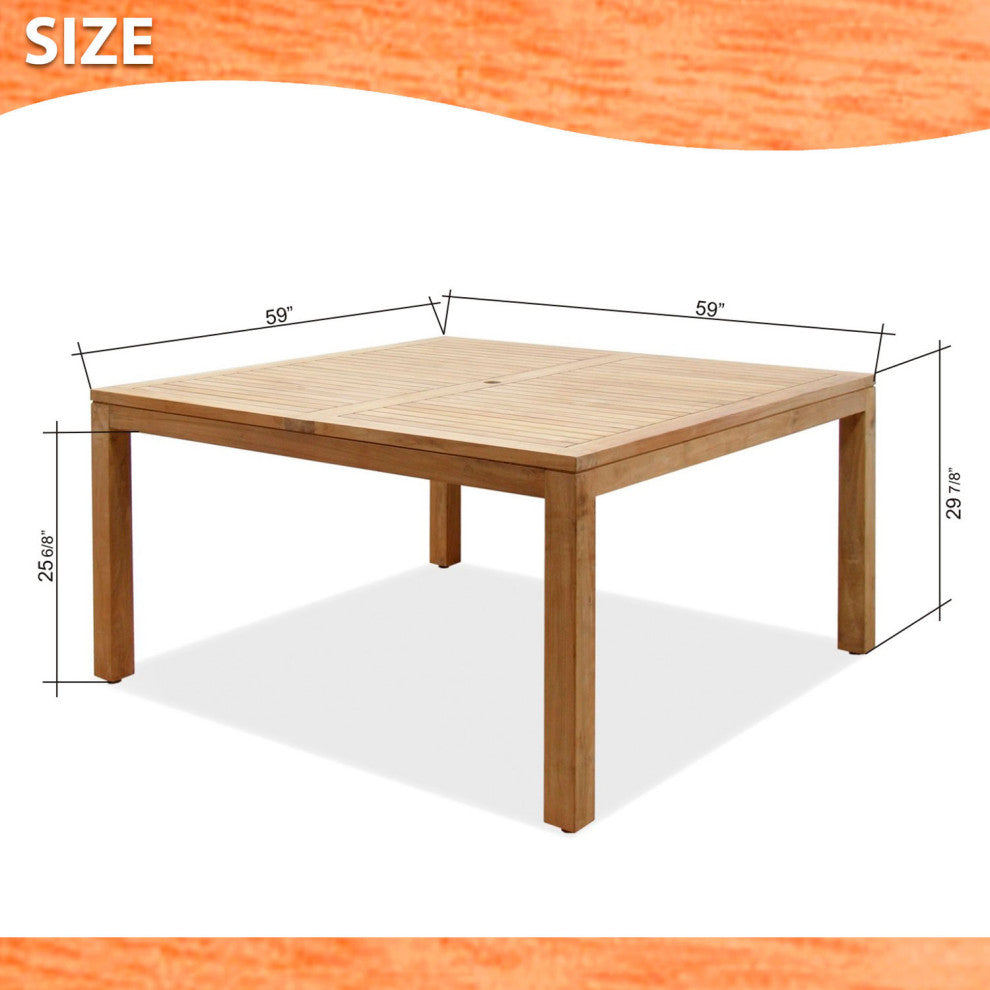 Amazonia Dubai 9-Piece Square Patio Dining Set | Certified Teak