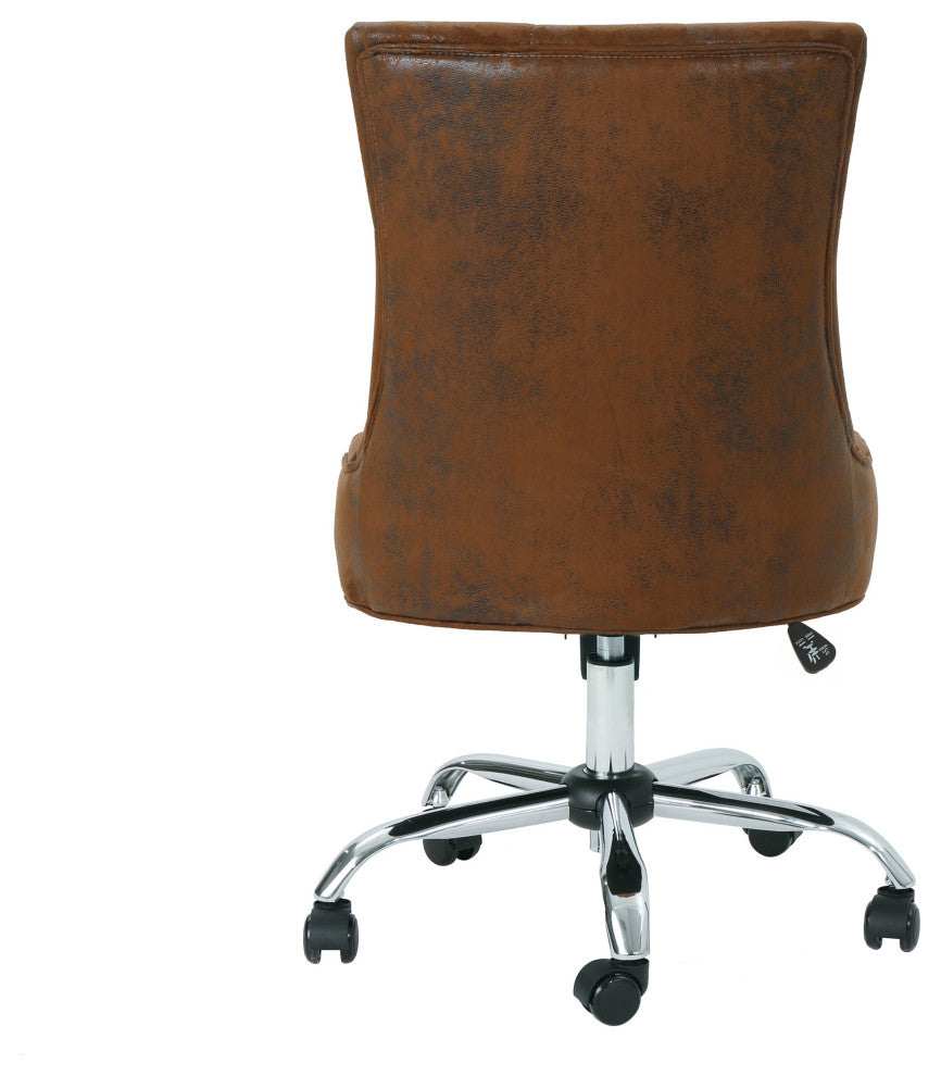 GDF Studio Bagnold Home Office Fabric Desk Chair, Brown/Chrome