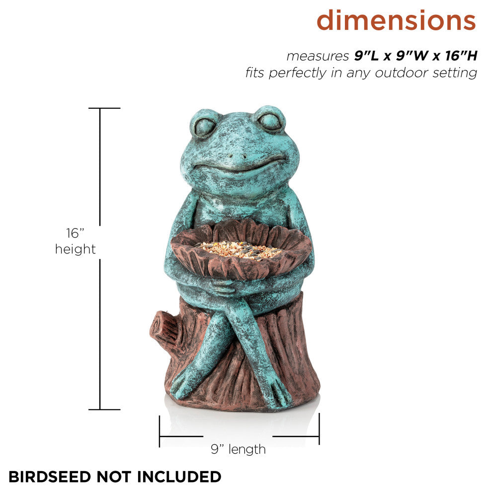 Alpine Green Sleeping Frog Holding a Flower Statue, 15"Tall