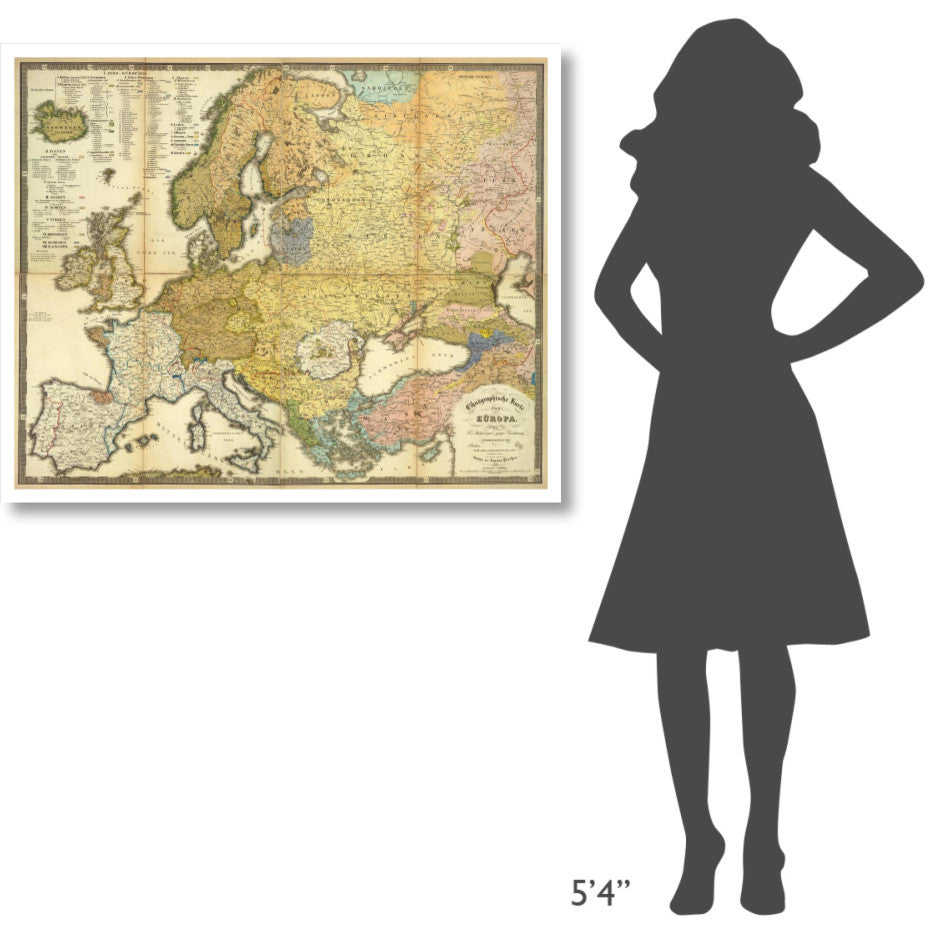"Ethnographische Karte von Europa, 1847" Print by Heinrich Berghaus, 42"x34"