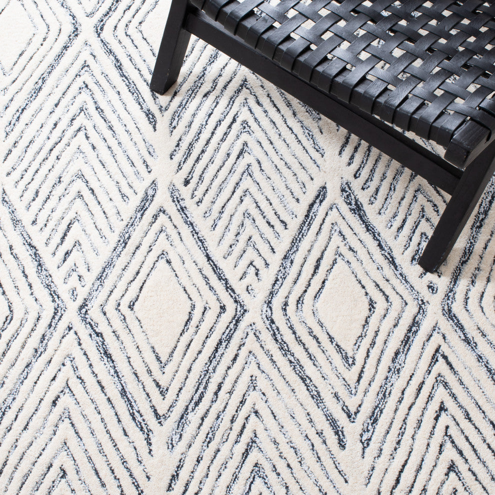 Safavieh Couture Abstract Collection, ABT350 Rug, Ivory/Charcoal, 2'3"x12'