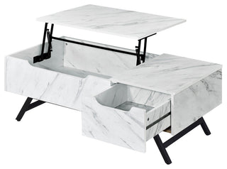 1 Drawer Coffee Table, White and Black