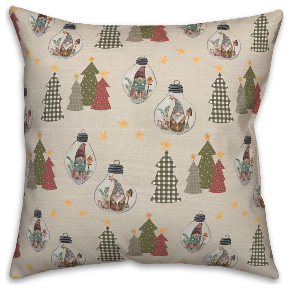 Cream Tree and Globe Pattern 18x18 Spun Poly Pillow