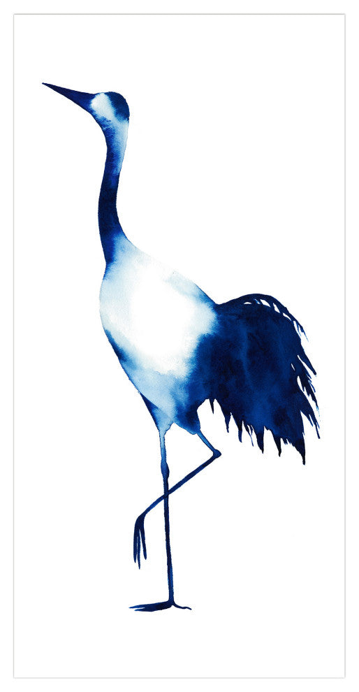 "Ink Drop Crane 2" Wall Art on Frameless Free Floating Tempered Glass Panel