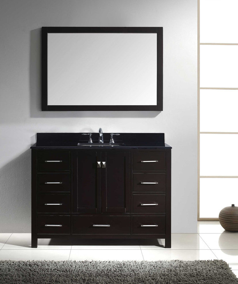 Virtu Caroline Avenue 48" Single Bathroom Vanity, Espresso, Mirror