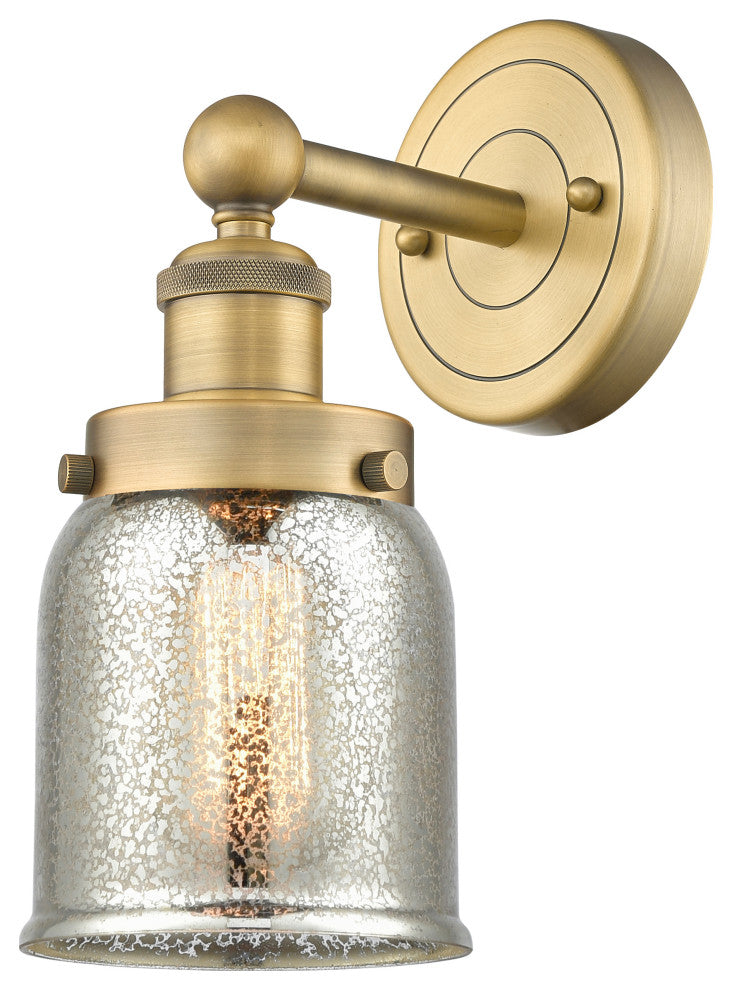 Small Bell 1-Light 7" Sconce, Brushed Brass Finish, Mercury Shade