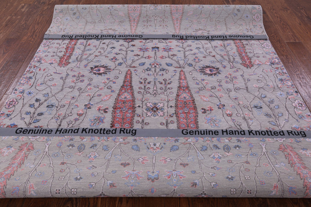 Persian Ziegler Wool and Silk Hand Knotted Rug 6' 1" X 9' 0"- Q6284