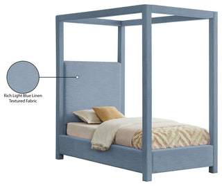 Emerson Upholstered Bed, Sky Blue, Twin, Linen Textured Fabric