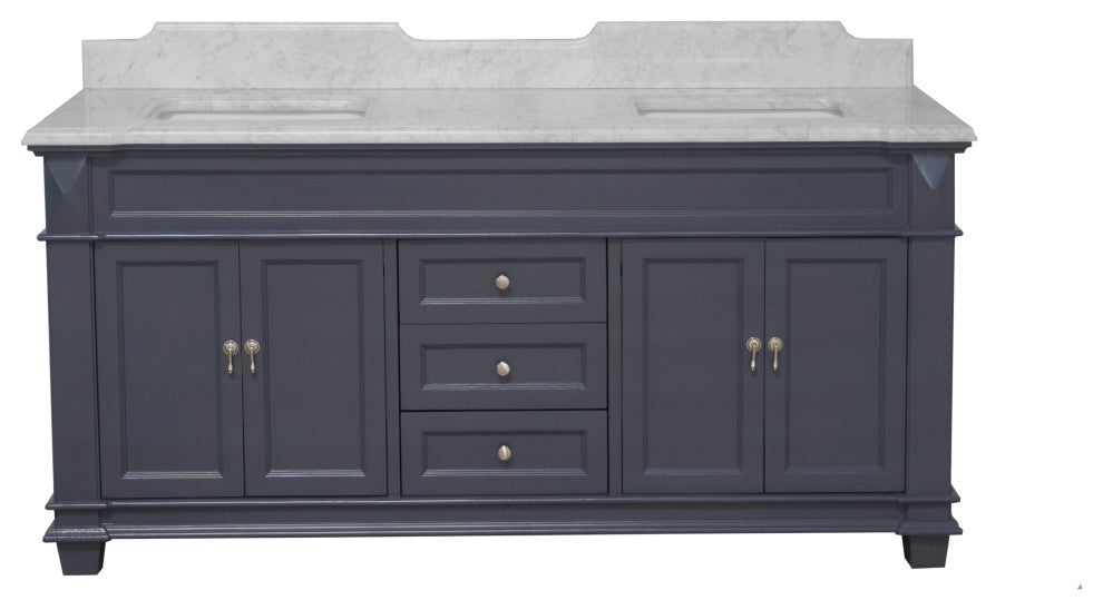 Elizabeth 72" Double Bathroom Vanity, Marine Gray, Carrara Marble