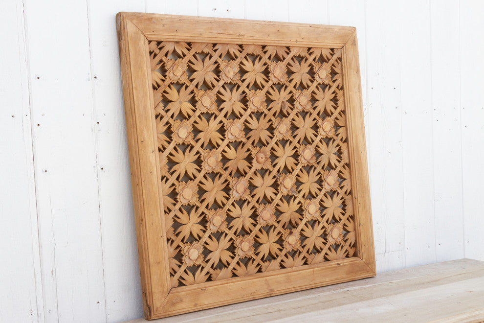 Finely Carved Mongolian Floral Window