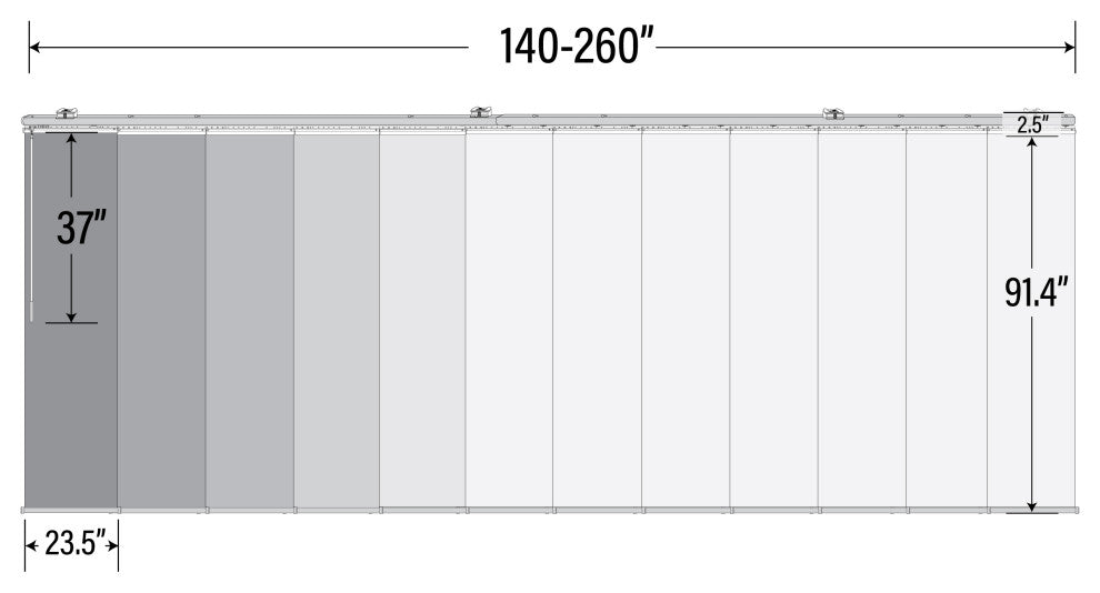Elza 12-Panel Track Extendable Vertical Blinds 140-260"W