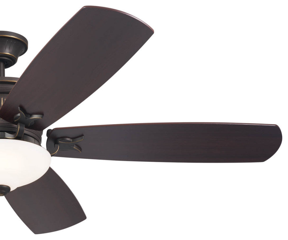 56" Crescent Ceiling Fan, Olde Bronze, Reversible Walnut/Cherry Blades