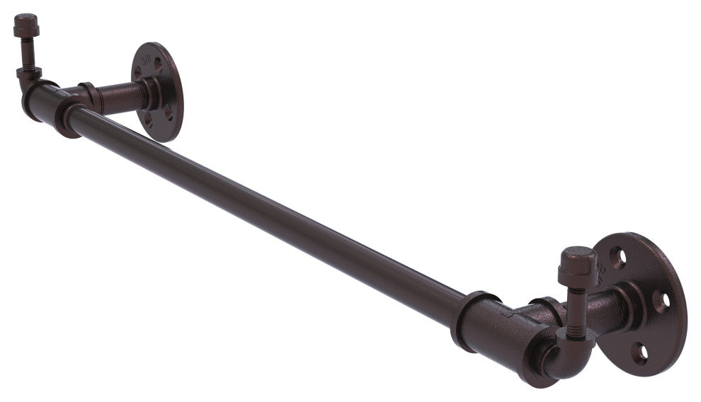 Pipeline Towel Bar with Integrated Hooks, Antique Bronze, 30"