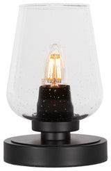Luna 1-Light Table Lamp, Matte Black/Clear Bubble