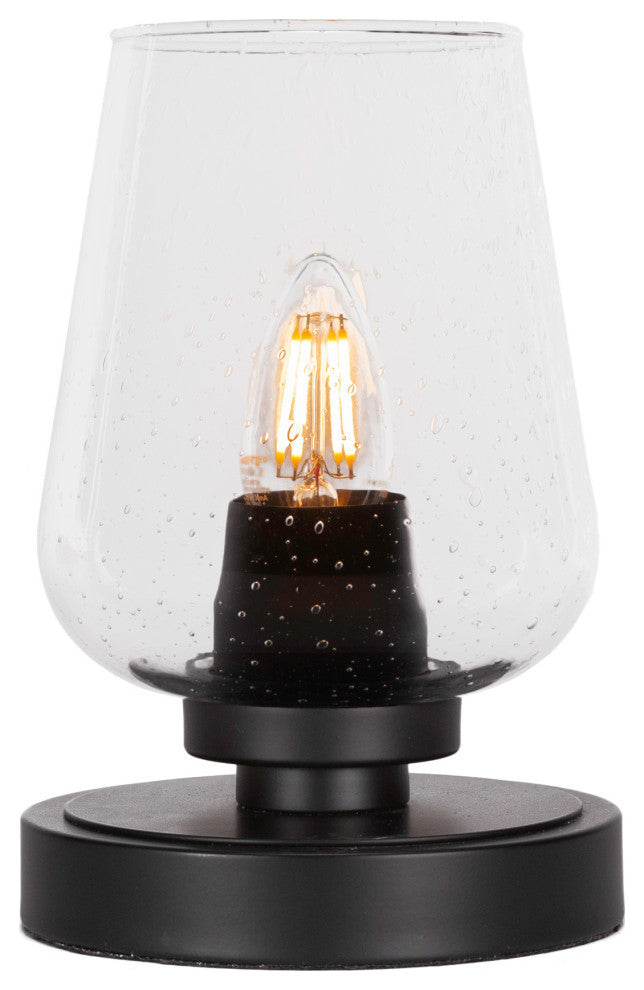 Luna 1-Light Table Lamp, Matte Black/Clear Bubble