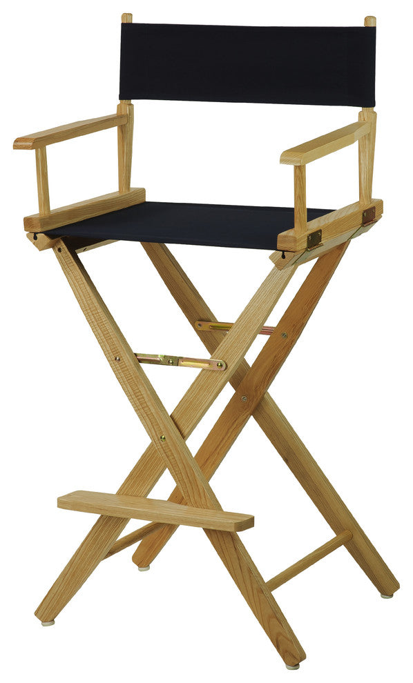 Wide 30" Directors Chair Natural Frame, Navy Cover
