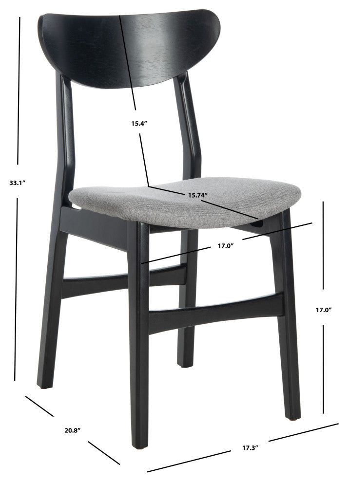 Safavieh Lucca Retro Dining Chair, Set of 2, Black/Grey