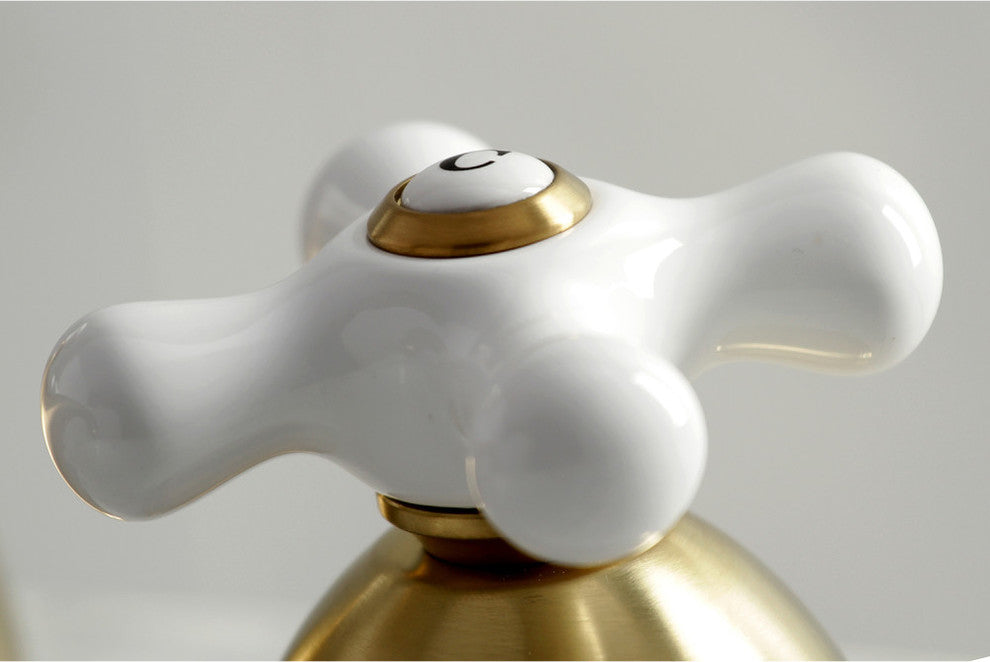 Kingston Brass Widespread Bathroom Faucet With Brass Pop-Up, Brushed Brass