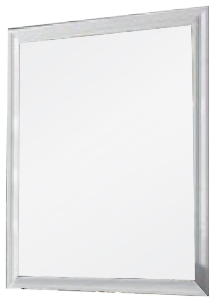 Benzara BM275523 Tyra 39" Wall Mirror, Rectangular Wood Frame, White