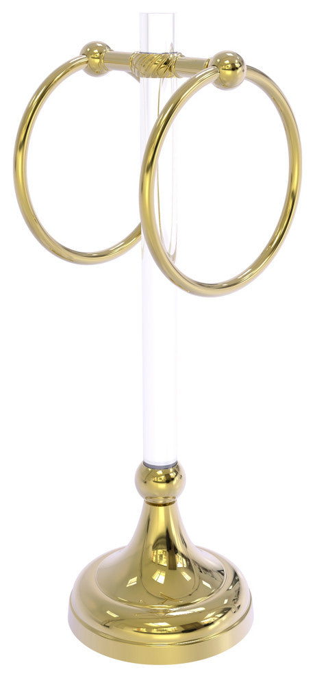 Pacific Grove 2 Ring Vanity Towel Ring with Twisted Accents, Unlacquered Brass
