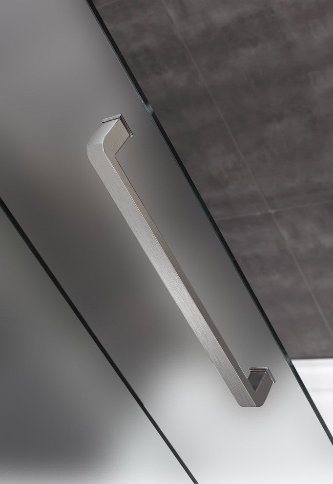 Moselle Completely Frameless Sliding Shower Door, Frosted, Stainless, 56-60"x75"