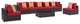 Modway Convene 8 Piece Outdoor Patio Sectional Set, Espresso Red