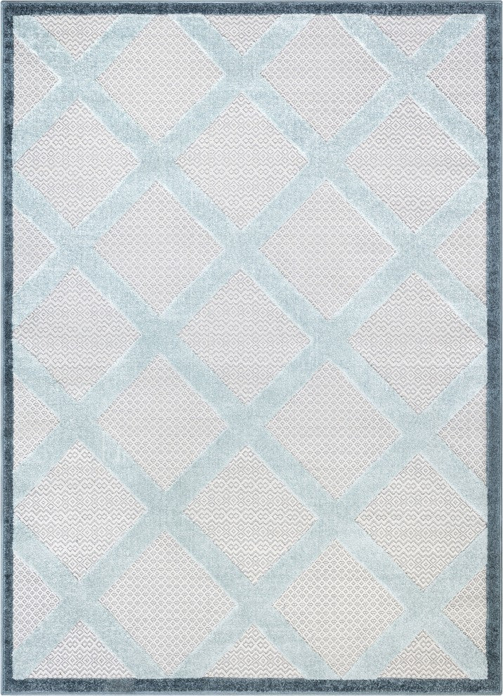 Well Woven Valencia Galena Blue Contemporary Geometric 5''3"x7''3" Area Rug