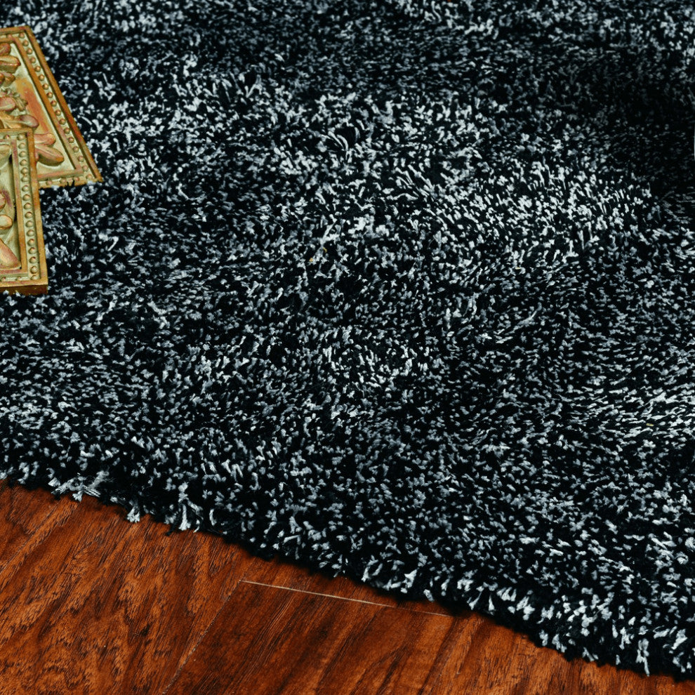 3'X5' Black Heather Indoor Shag Rug